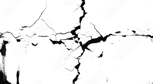 Cracked wall. Damage surface crack and fissure in ground, concrete. Vector eps10