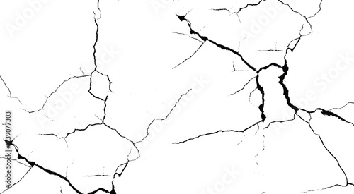 Cracked wall. Damage surface crack and fissure in ground, concrete, crevices from disaster silhouette breaks on land surface from earthquake isolated on white background. Broken ground