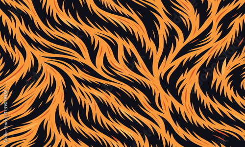 Wild tiger skin vectand illustration featuring striped animal fur texture background, perfect fand fabric prints, wallpaper, tiles, and artistic designs.