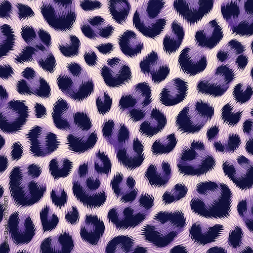 Exotic purple leopard fur pattern vector showing bold animal camouflage ideal for wallpaper backgrounds, fabric textiles, modern fashion prints, and decor.
