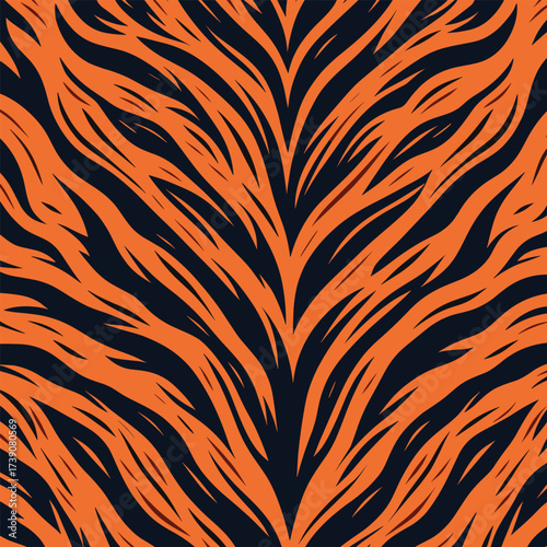 Tiger skin pattern illustration vectand with wild animal fur stripes and texture background, ideal fand wallpaper, fabric, tile patterns, and creative surfaces.