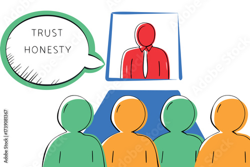 Speaker conveying trust and honesty to an audience