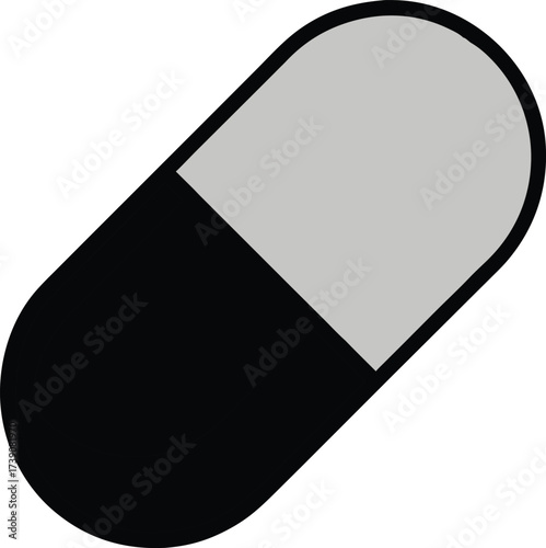 Simple black and grey capsule on white background