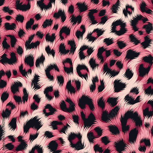 Pink leopard skin pattern with natural fur background texture, excellent for fashion projects, wallpaper, and camouflage.