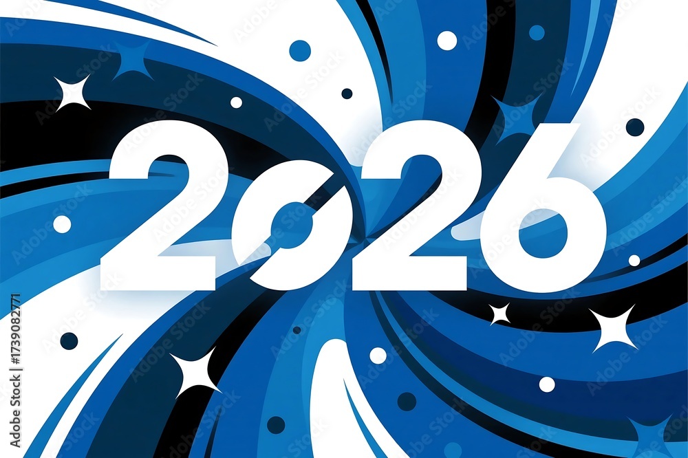 Fototapeta premium Blue Christmas floral vector illustration pattern with snowflakes, star, and a winter tree design on a card for holiday decoration