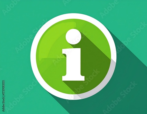 Information Icon: A Green Circle with the Letter 'i' and a Long Shadow