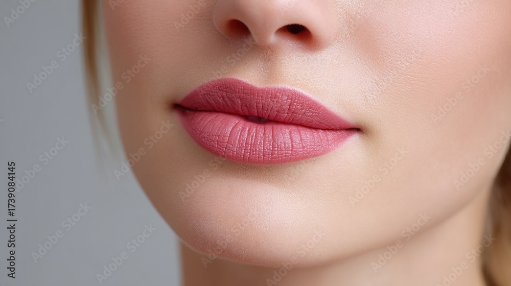 Obraz premium Close-up of a woman's lips with a textured overlay, showcasing a blend of artistic makeup and digital effects. parenting lifestyle influencer