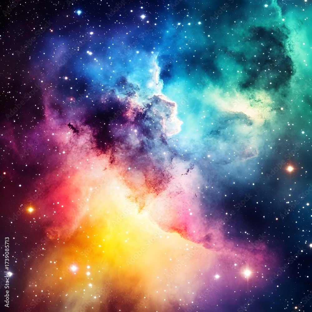 Fototapeta premium Vibrant Nebula Cosmic Cloudscape Galaxy Starscape