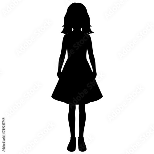 silhouette of a girl in a dress