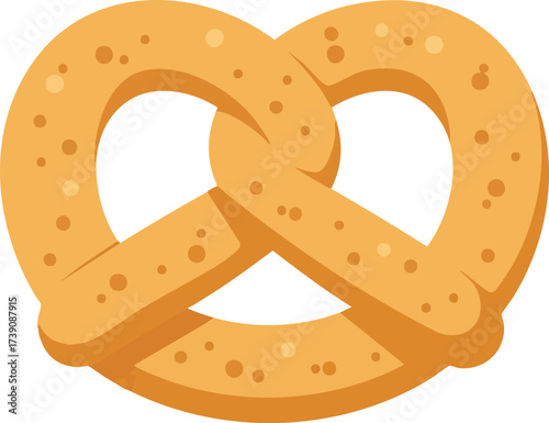 A classic golden-brown twisted pretzel snack, depicted in a simple flat vector illustration style.
