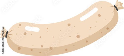 Illustration of a white sausage with tied ends on a white background.