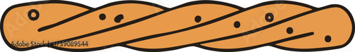 A braided bread loaf with dark spots, a sweet pastry.