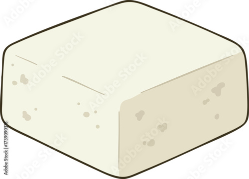 A simple vector illustration of a single block of firm white tofu isolated on a plain background.
