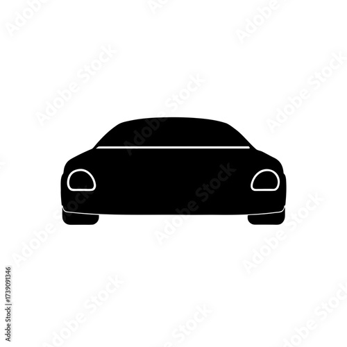 Front view of a black car silhouette with visible headlights and front bumper design showing vehicle style on transparent background