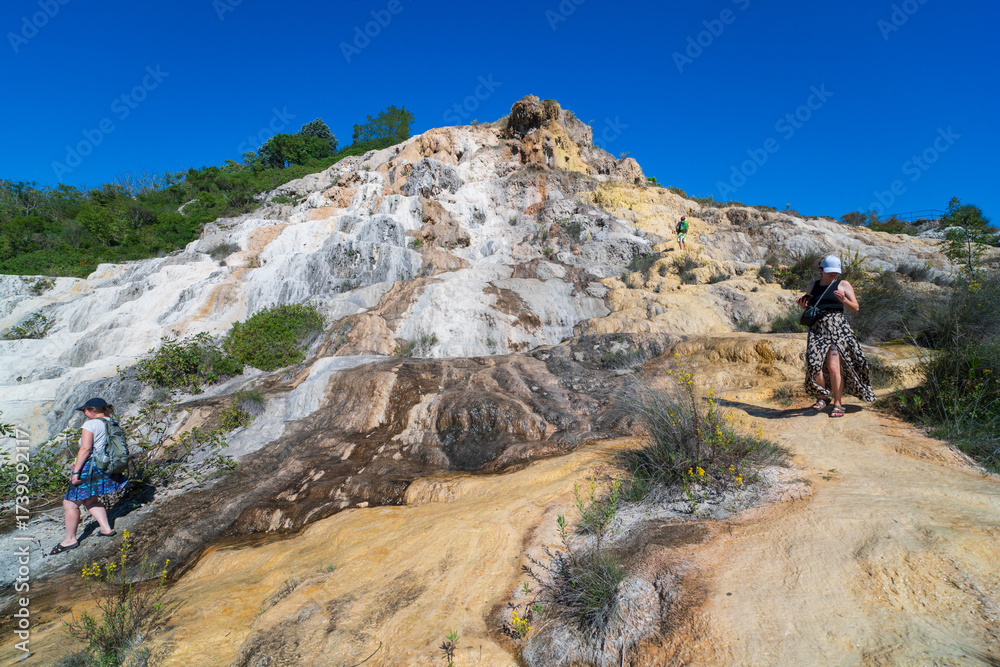 Fototapeta premium Parco naturale dei Mulini, public park with hot springs and dismantled system of grain mills at Bagno Vignoni, town in the province of Siena, Italy