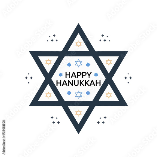 Happy hanukkah star of david illustration isolated on white background