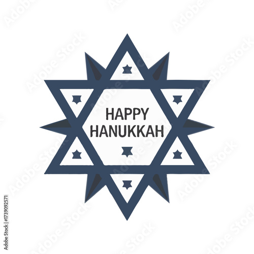 Happy hanukkah star of david emblem isolated on white background