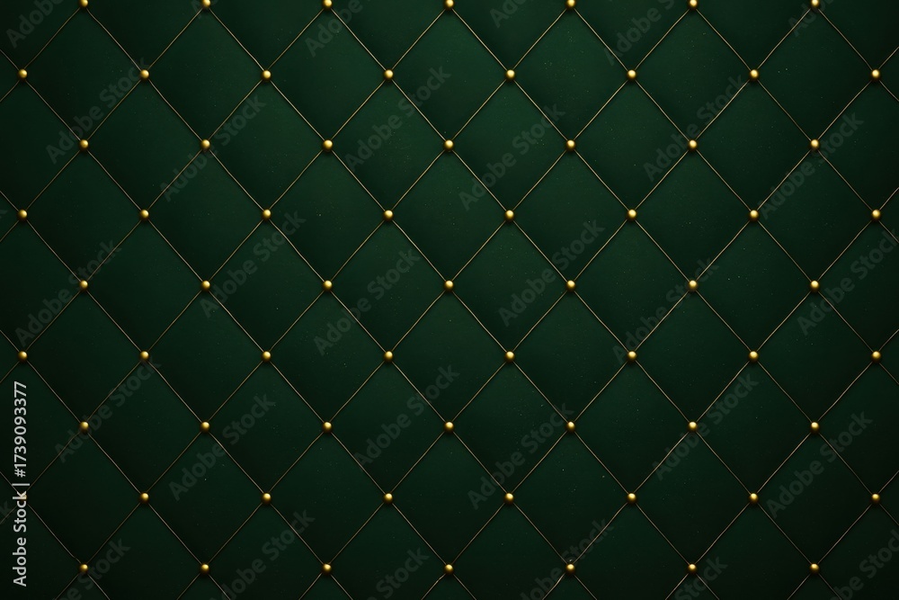 Obraz premium Dark Green Tufted Velvet Upholstery with Buttons.