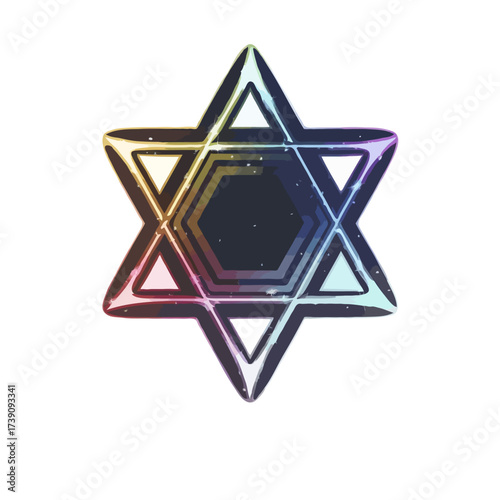 Star of david with rainbow gradient effect isolated on white background