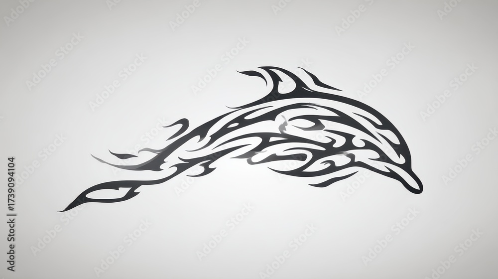 Obraz premium Black Tribal Dolphin Design for Artistic and Creative Projects in Abstract Style
