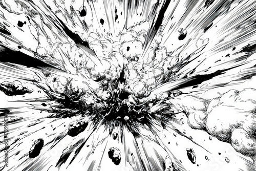 Abstract Black And White Ink Splash Explosion Pattern On Transparent Background
