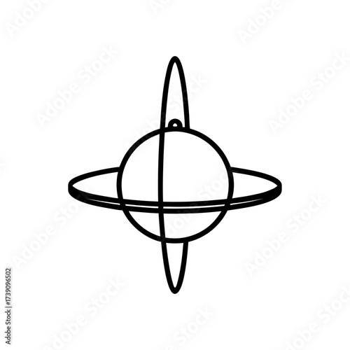 Outline drawing of a spherical ornament on transparent background silhouette