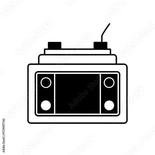Illustration of a vintage style radio set on transparent background silhouette