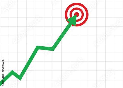 Green Business Arrow Graph Rising Toward Target Supported by Businessman’s Hand Representing Consistent Growth and Profit