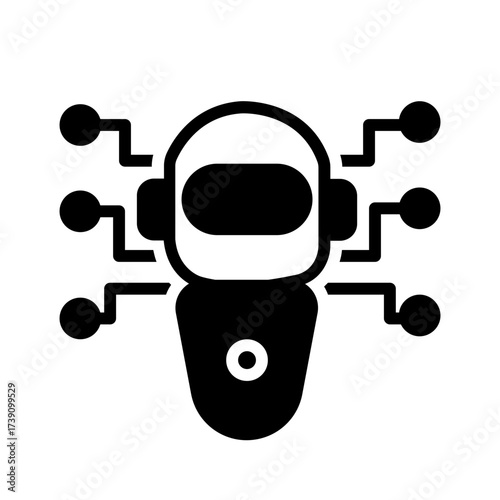 Vector solid black icon for Robot