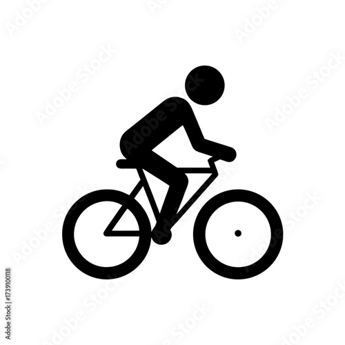 Silhouette of person riding a bicycle icon on transparent background