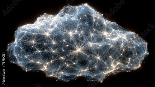 Complex network cloud concept representing connectivity and global communication