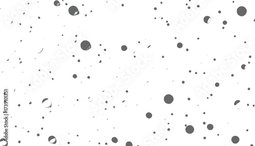 Scattered gray circles and arcs on white background random