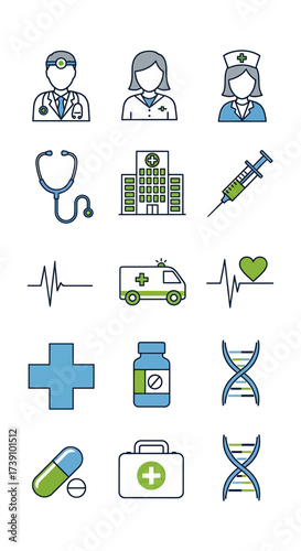 Healthcare Icon Set Medical Symbols and Illustrations for Clinic and Hospital Use