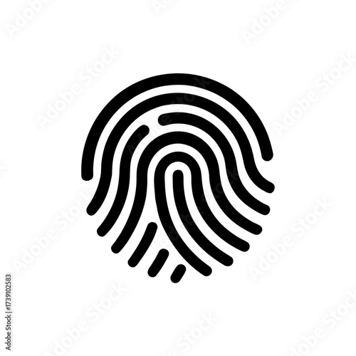 Simple black fingerprint on white ground on transparent background silhouette