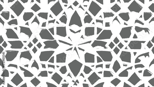 Geometric pattern abstract shapes grey white brush strokes vector