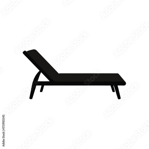 Illustration of a black lounge chair side view on transparent background silhouette