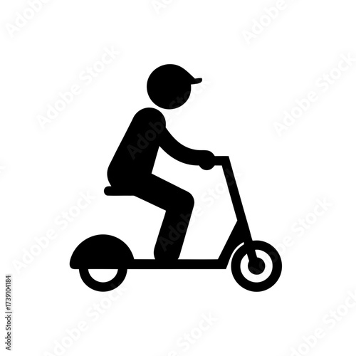 Person riding an electric scooter icon art on transparent background silhouette