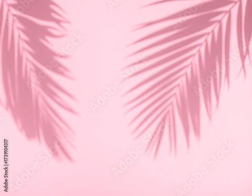 Pink Palm Leaf Shadows on Pink Background: Modern Tropical Aesthetic