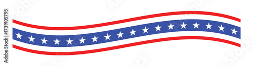 USA Flag Ribbon Vector – Waving Red, White, and Blue Patriotic Banner with Stars for American Holidays