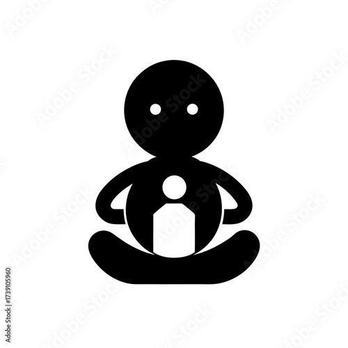 Meditating figure with inner light icon on transparent background silhouette