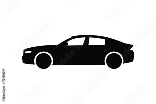 Black silhouette of a modern sedan car vector