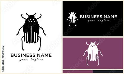 Beetle logo design with graphic elements.
