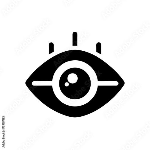 Stylized eye with lashes vector graphic on transparent background silhouette