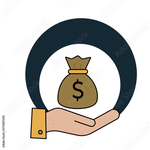 hand holding a bag with money