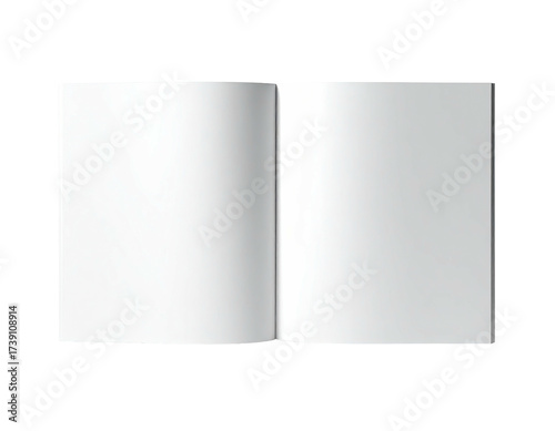 An opened book with crisp white pages sits against a stark, black background