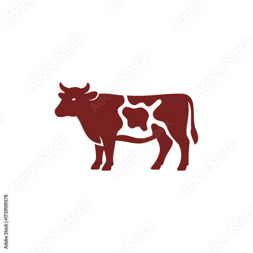 Vector illustration of a silhouette of a dairy cow with a distinctive pattern design on its body