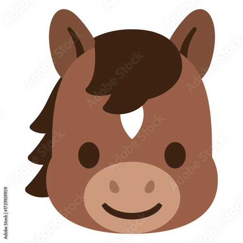 かわいい馬の顔のキャラクターイラスト 午年