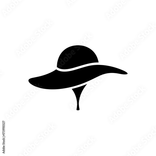 Silhouette of a vintage floppy brimmed hat on transparent background