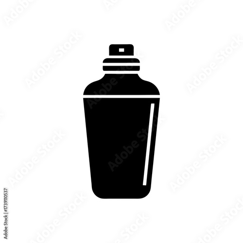 Black perfume bottle with square cap icon on transparent background silhouette