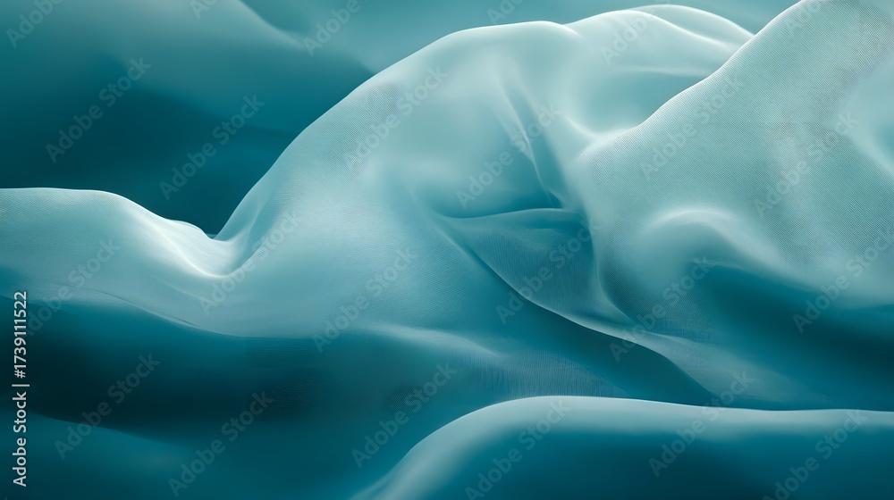 Obraz premium Abstract Teal Silk Fabric Drape Background Texture